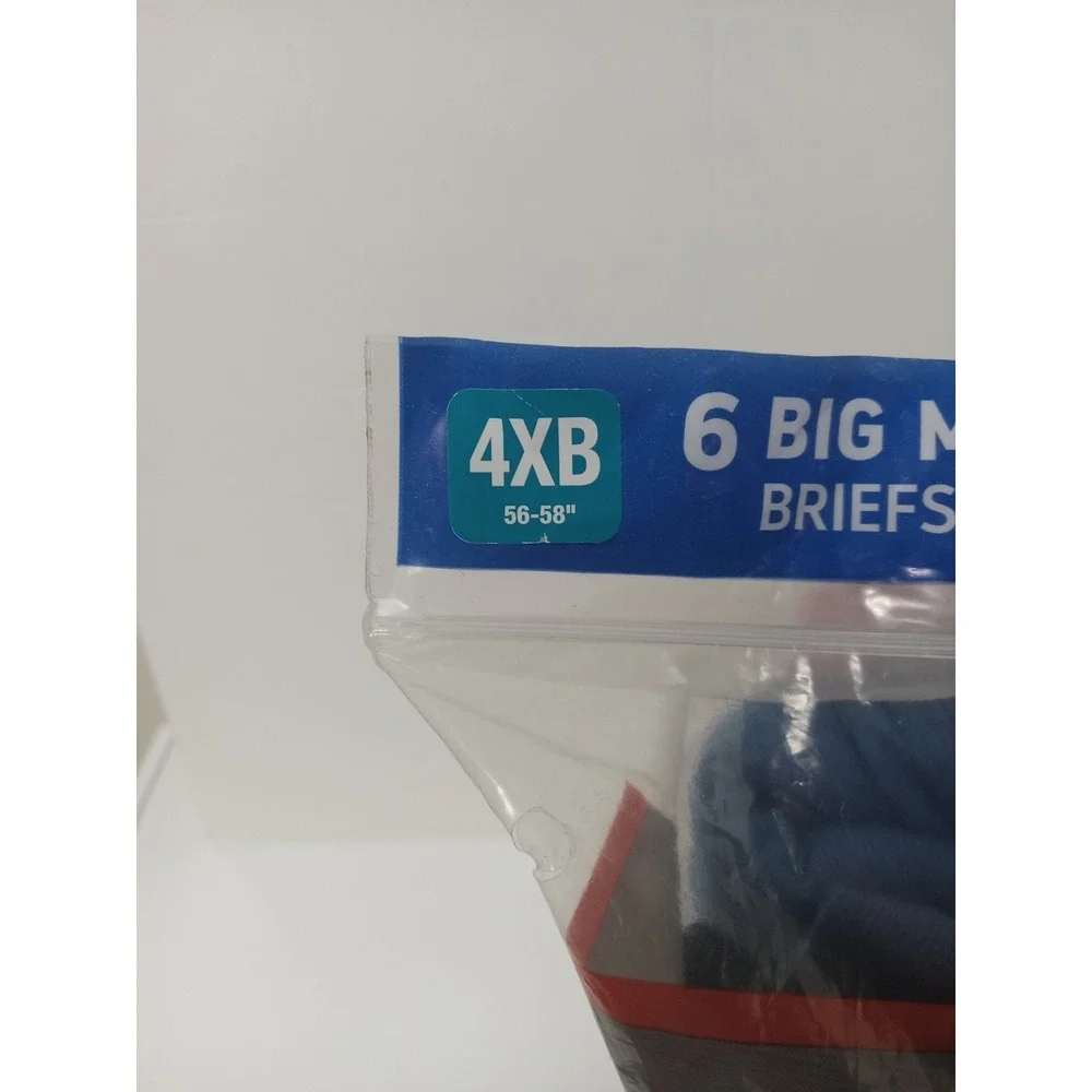 Hanes Ultimate Men's‎ 4XB Big Man Tagless Briefs Underwear 6 Pack Blue